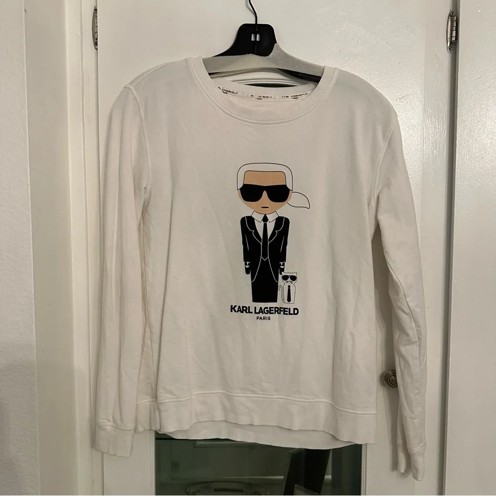 Karl Lagerfeld White Sweatshirt with Iconic Graphic - Picture 2 of 7